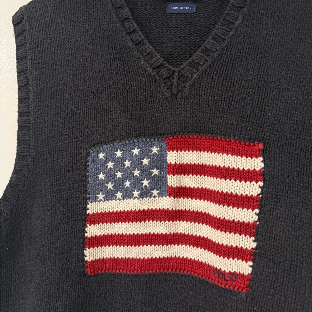 Vintage Polo by Ralph Lauren American Flag Sweater Vest - Picture 4 of 6
